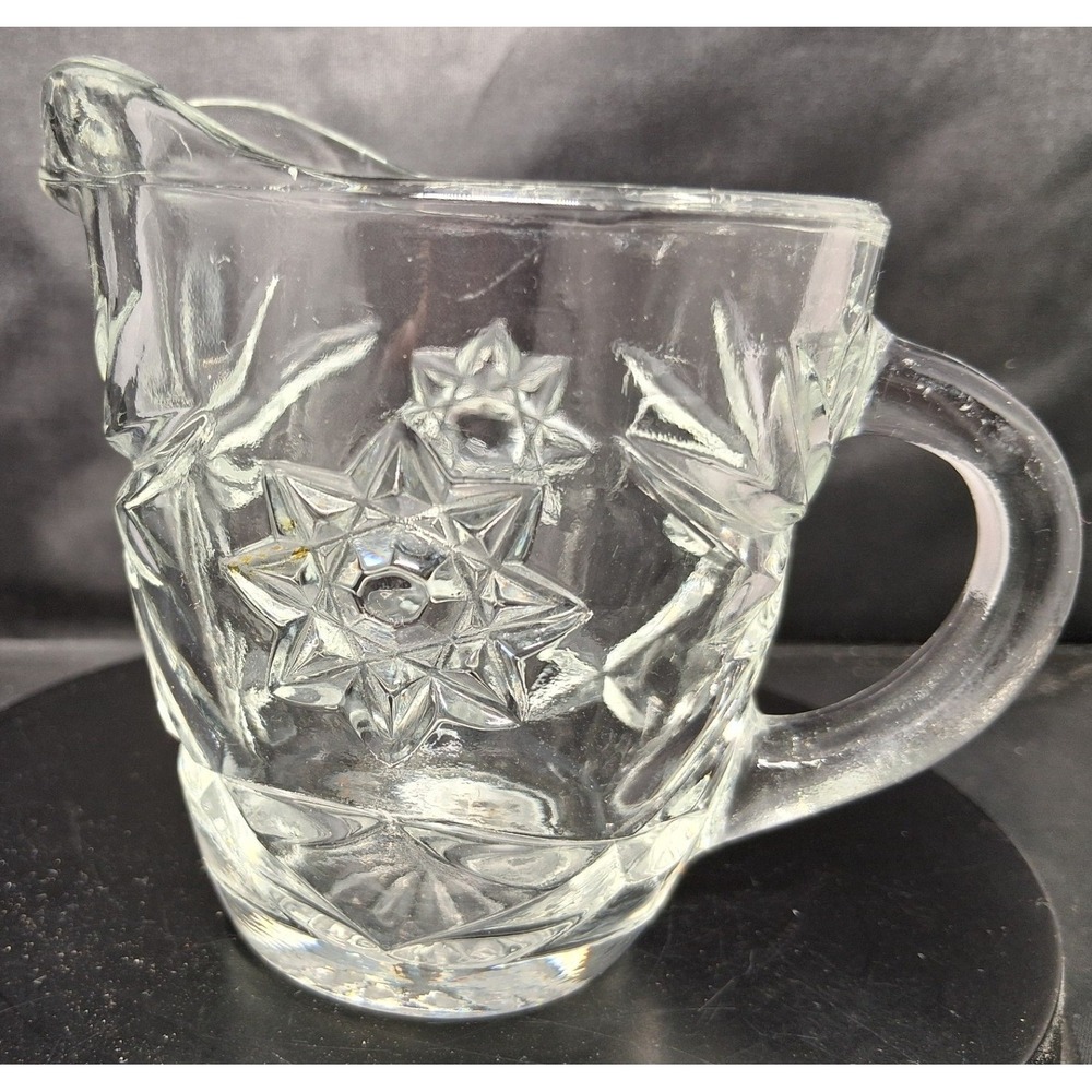 Vintage Anchor Hocking Star of David Pressed Glass Creamer